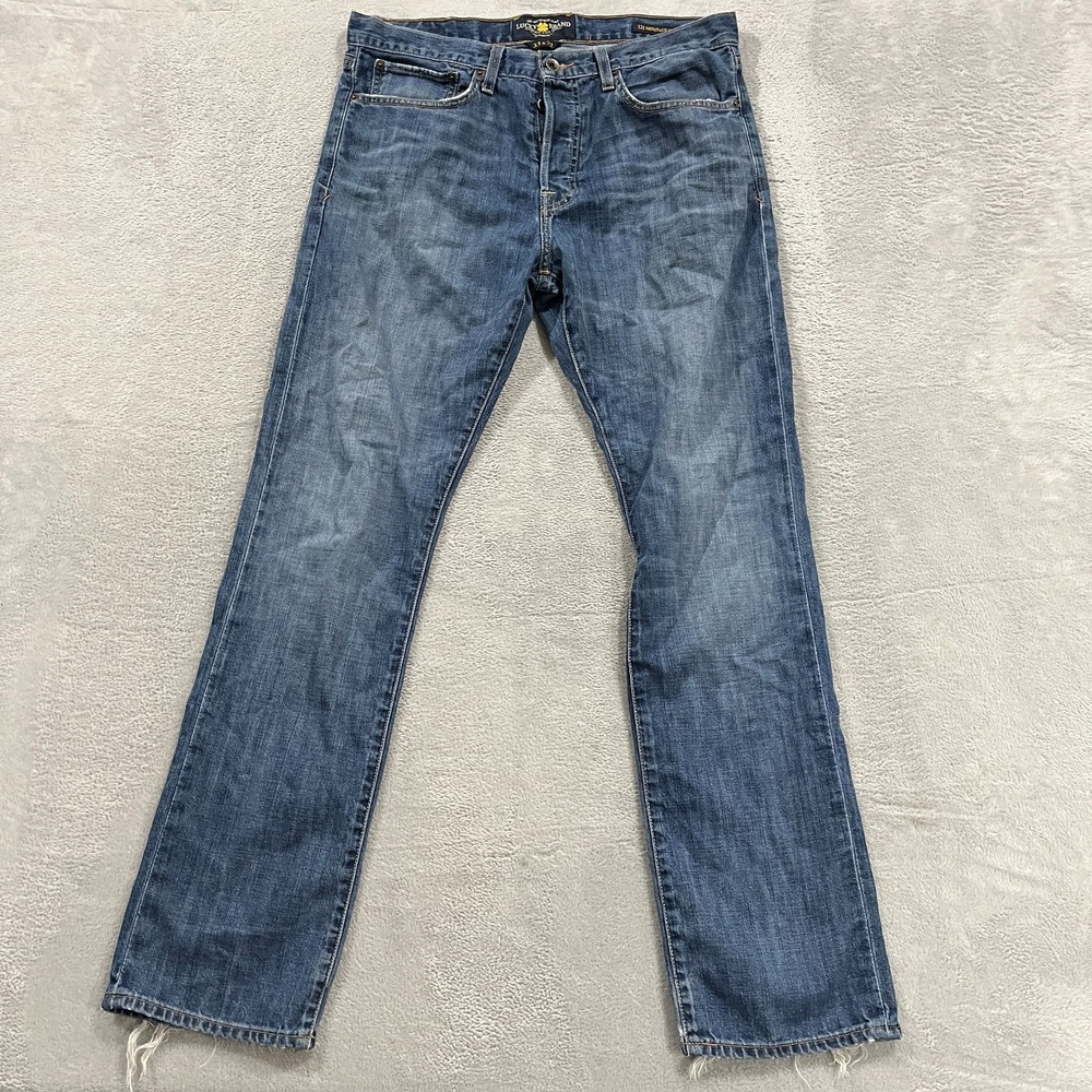 Lucky Brand Jeans Men‎ 33x32 Blue 121 Heritage Slim Distressed Western Straight